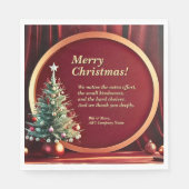 Naam Bericht Bedrijf Rood Goud + Kerstboom Servet (Voorkant)