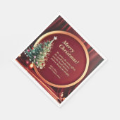 Naam Bericht Bedrijf Rood Goud + Kerstboom Servet (Hoek)