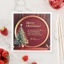 Naam Bericht Bedrijf Rood Goud + Kerstboom Servet