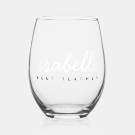 Naam Best Teacher Script Wijnglas Zonder Voet