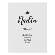 Naam Betekenis Canvas Afbeelding - Nadia