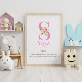 Naam Betekenis Monogram Waterverf Flower Poster