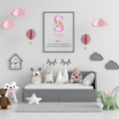 Naam Betekenis Monogram Waterverf Flower Poster