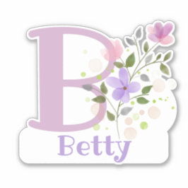 Naam Betty & Initiaal met Floral Design Sticker