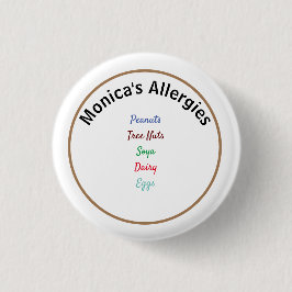 Naam bewerkbaar allergiemateriaal ronde button 3,2 cm