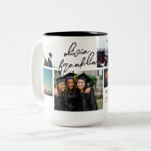 Naam bewerkbaar Multi Photo Afstudeerder 2024 Scho Tweekleurige Koffiemok (Voorkant links)