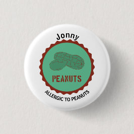 Naam bewerkbaar pinda-allergiemateriaal ronde button 3,2 cm