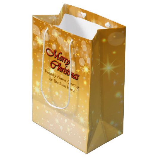 Naam bewerken Tekst met kerstmis Medium Cadeauzakje (Voorkant Gekanteld)
