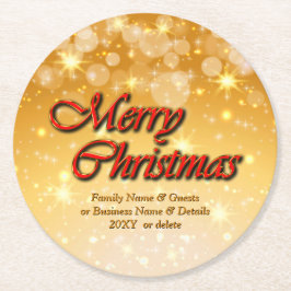 Naam bewerken Tekst met kerstmis Ronde Kartonnen Onderzetter