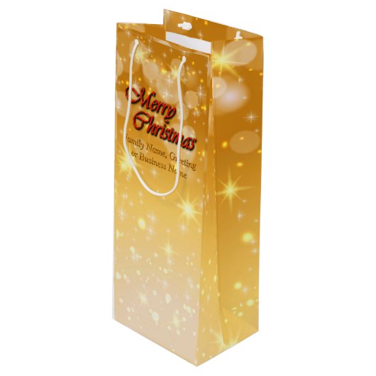 Naam bewerken Tekst met kerstmis Wijn Cadeautas (Voorkant Gekanteld)