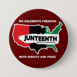 Naam bewerken Tekst USA Map Juneteenth Ronde Button 7,6 Cm