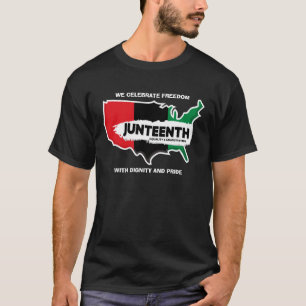 Naam bewerken Tekst USA Map Juneteenth T-shirt