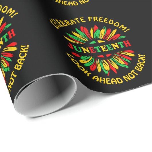Naam bewerken Text Juneteenth Sunflower & Slogans Cadeaupapier (Rol Hoek)