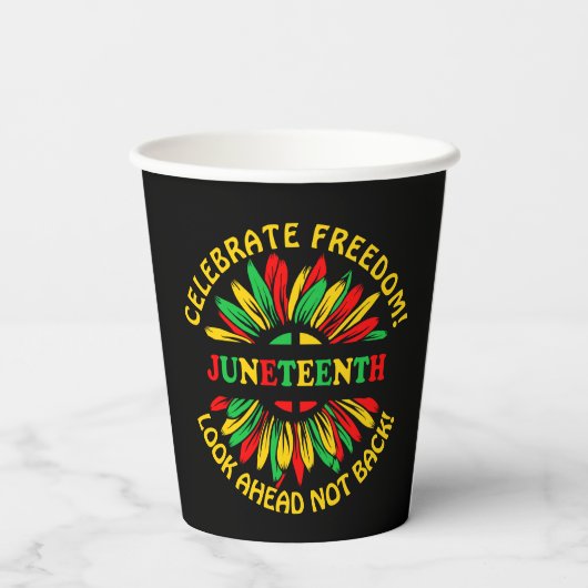 Naam bewerken Text Juneteenth Sunflower & Slogans Papieren Bekers (Achterkant)