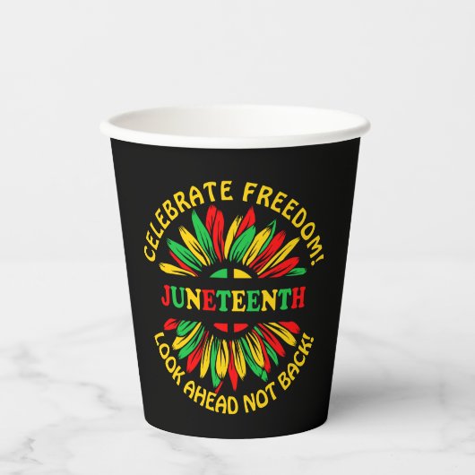 Naam bewerken Text Juneteenth Sunflower & Slogans Papieren Bekers (Voorkant)