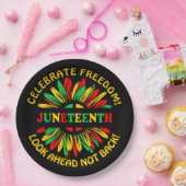 Naam bewerken Text Juneteenth Sunflower & Slogans Papieren Bordje (Feest)