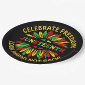 Naam bewerken Text Juneteenth Sunflower & Slogans Papieren Bordje (Gekanteld)