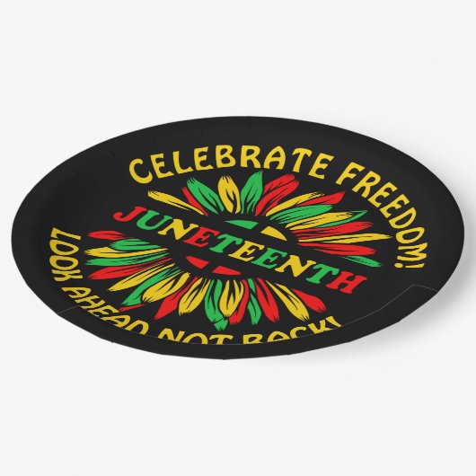 Naam bewerken Text Juneteenth Sunflower & Slogans Papieren Bordje (Gekanteld)