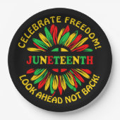 Naam bewerken Text Juneteenth Sunflower & Slogans Papieren Bordje (Voorkant)