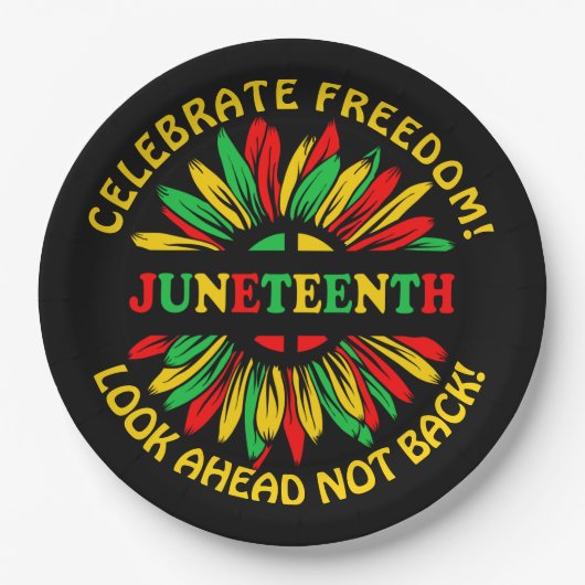 Naam bewerken Text Juneteenth Sunflower & Slogans Papieren Bordje (Voorkant)
