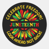 Naam bewerken Text Juneteenth Sunflower & Slogans Ronde Sticker (Voorkant)