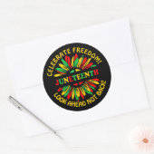 Naam bewerken Text Juneteenth Sunflower & Slogans Ronde Sticker (Envelop)