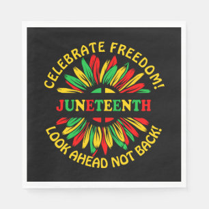 Naam bewerken Text Juneteenth Sunflower & Slogans Servet