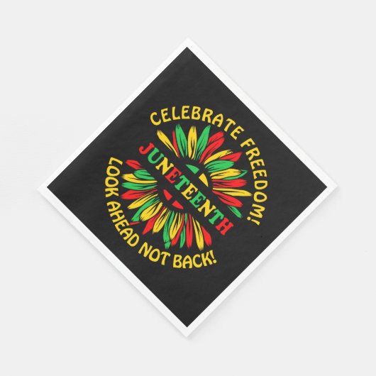 Naam bewerken Text Juneteenth Sunflower & Slogans Servet (Hoek)