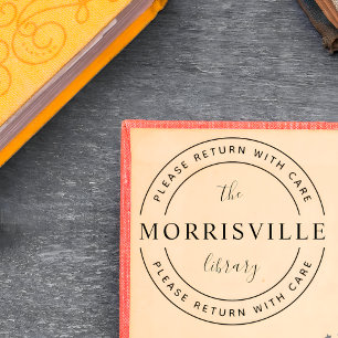 Naam bibliotheek   Aangepaste ronde uit de bibliot Rubberstempel