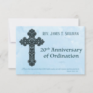 Naam bidkaart 20e verjaardag priesterwijding kruis bedankkaart