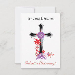 Naam bidkaart 45ste priesterwijding Zwart Bedankkaart