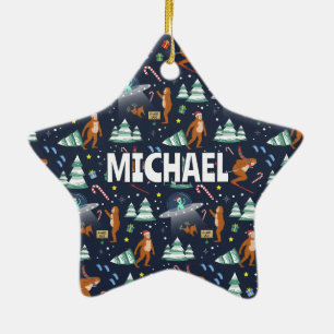 NAAM - Big Foot, Aliens, Rendier & Kerstmis Keramisch Ornament