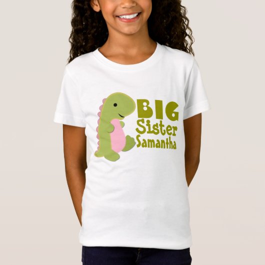 Naam Big Sister Dinosaur Print toevoegen T-shirt (Voorkant)