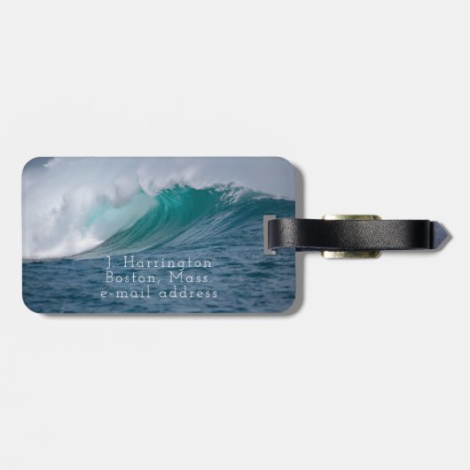 Naam Big Wave Blue Ocean Contact Bagagelabel (Achterkant horizontaal)