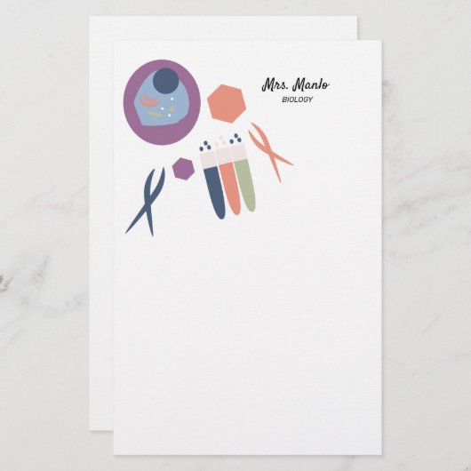 Naam biologie klasse cel briefpapier (Voorkant / Achterkant)