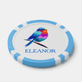 Naam Birdie Forget Me Not Flowers 70th Birthday Poker Chips (Enkel)