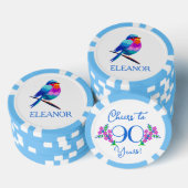 Naam Birdie Forget Me Not Flowers 90th Birthday Poker Chips (Opstapeling)