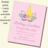 Naam Birth Details, Unicorn Eyes Roze Nursery toev Poster
