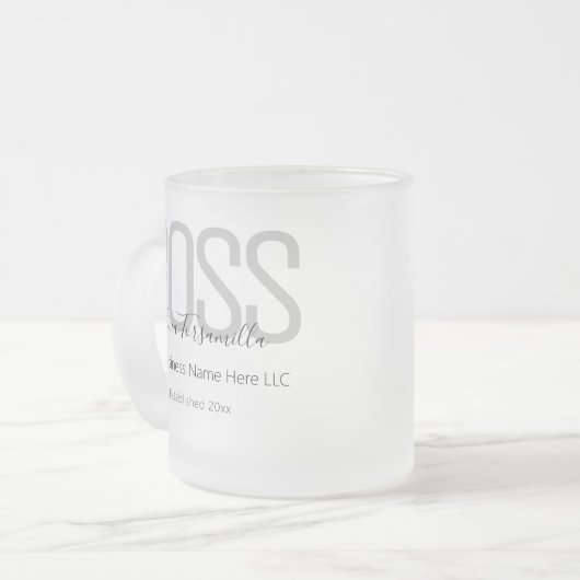 Naam Black Grey Boss Matglas Koffiemok (Voorkant links)