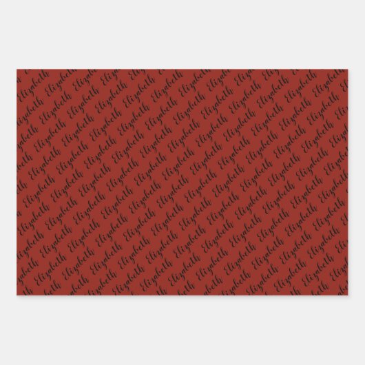 Naam Black Red Hearts Pattern | Personaliseren Inpakpapier Vel (Voorkant 3)