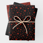Naam Black Red Hearts Pattern | Personaliseren Inpakpapier Vel (In situ)