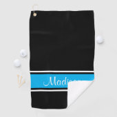 Naam Black Sky Blue Stripe Script Golfhanddoek (Insitu)