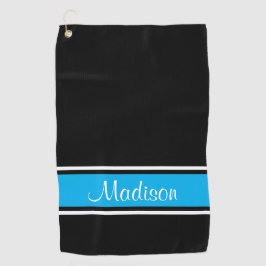 Naam Black Sky Blue Stripe Script Golfhanddoek