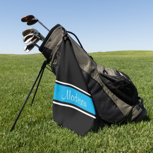 Naam Black Sky Blue Stripe Script Golfhanddoek (Groen)