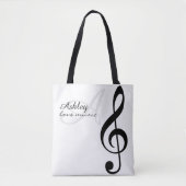 Naam & Black Treble Clef Music Canvas tas (Voorkant)
