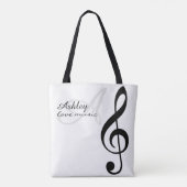 Naam & Black Treble Clef Music Canvas tas (Achterkant)