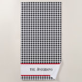 Naam Black & White Buffalo Check Rode Accent Pool  Strandlaken (Voorkant)