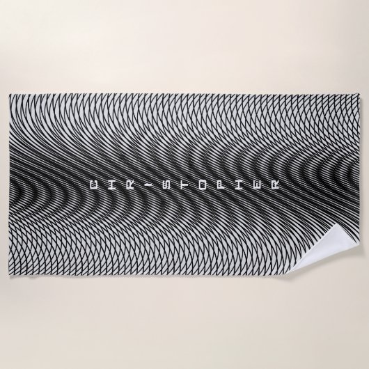  naam Black White Moiré Effect Trippy Strandlaken (Voorkant)