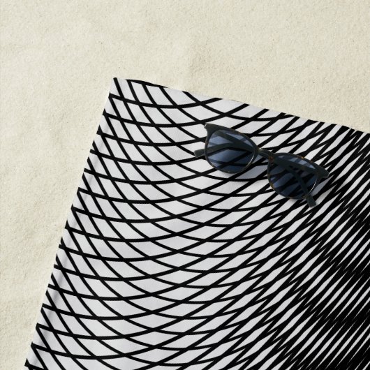  naam Black White Moiré Effect Trippy Strandlaken (In situ)