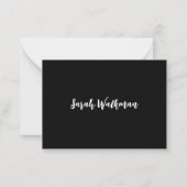 Naam & Blank Zwart-wit Minimalist Notitiekaartje (Achterkant)